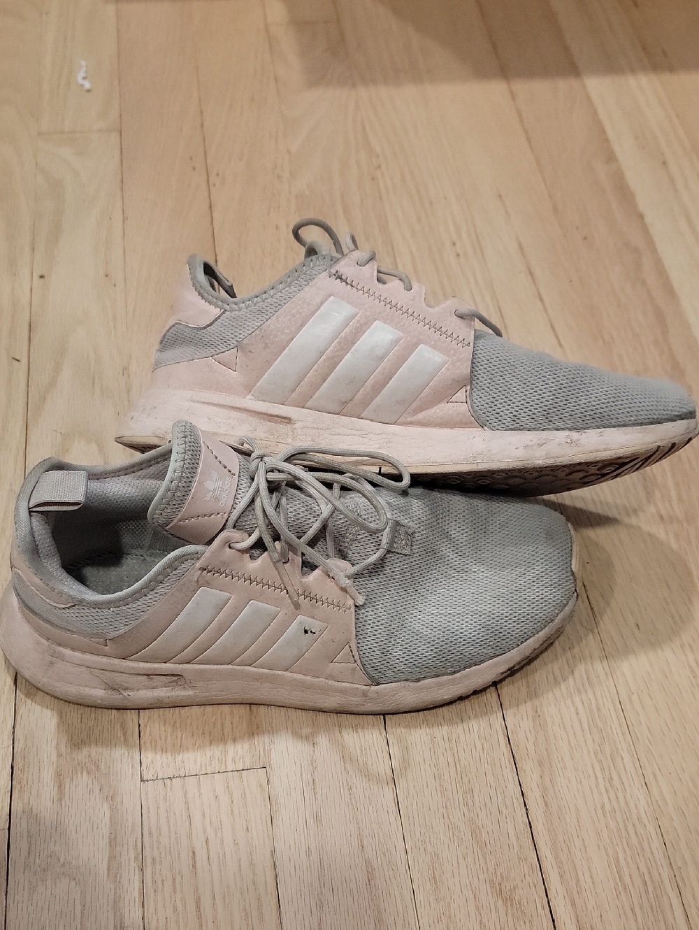 Well Loved Adidas Light Gray/Pale Pink Sneakers